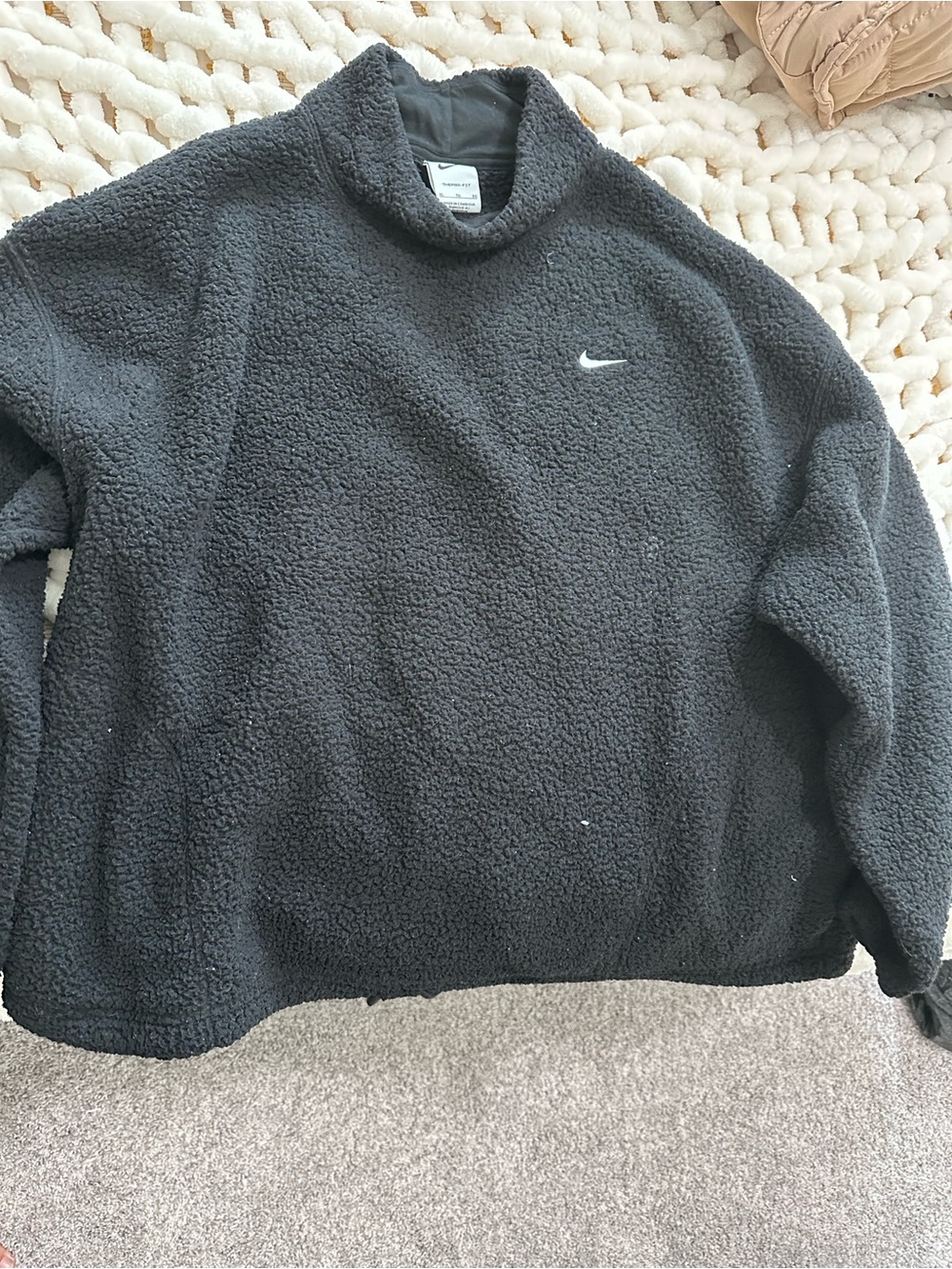 Nike Black Sherpa Mock Neck Pullover
